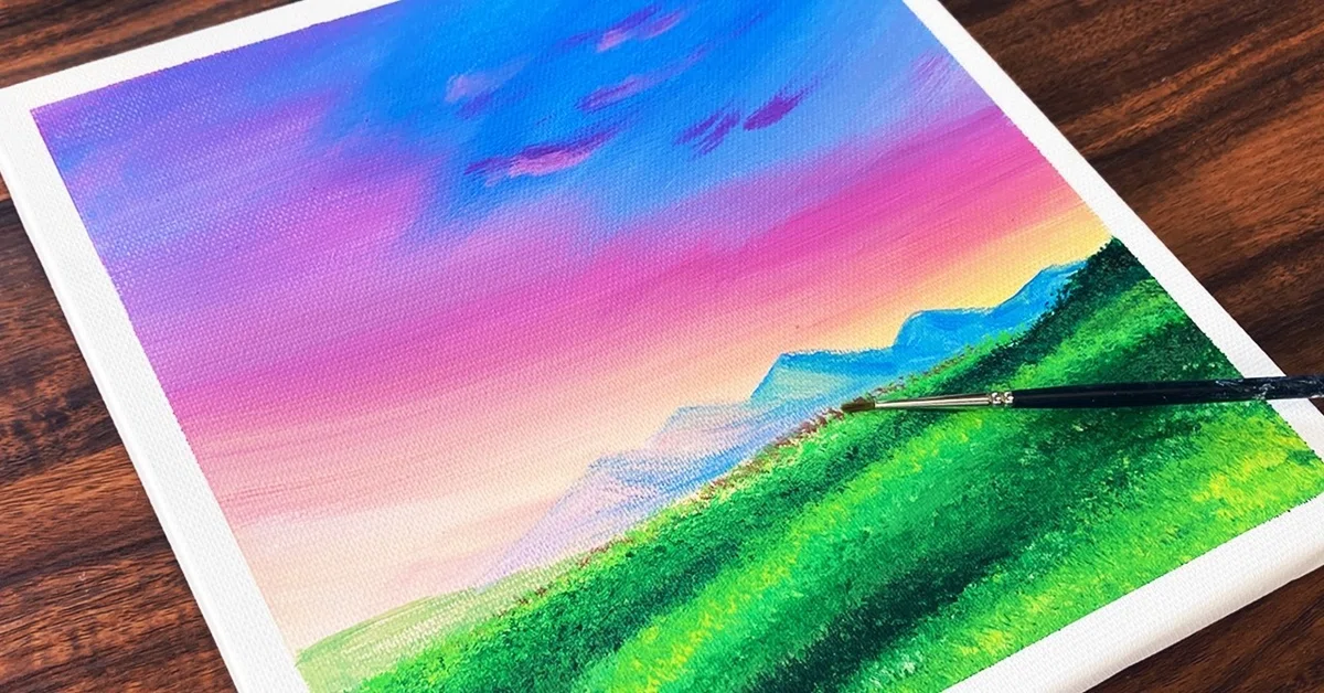アクリル絵の具を使用した「美しい空の風景」の描き方 / 初心者が簡単 