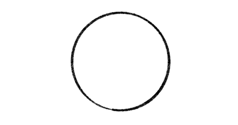 円に1本の線を引いて球を描いてください