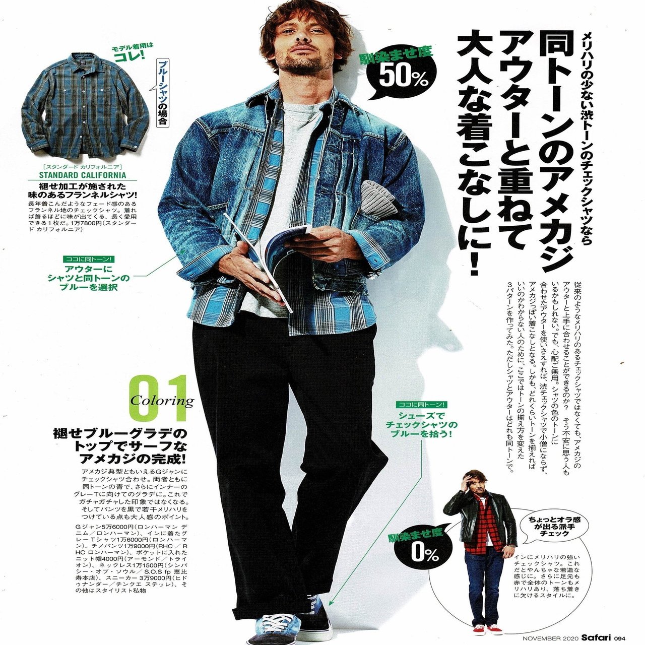 Safari 11月号掲載 Hidnander 西海岸気分に浸れる最旬アイテムで大人な着こなしを Cinque Stelle チンクエ ステッレ Note