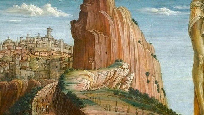 Mantegna,_Andrea_-_crucifixion_-_Louvre_from_Predella_San_Zeno_Altarpiece_Verona 　マンテーニャ　磔刑図　イエス　JESUS (3)