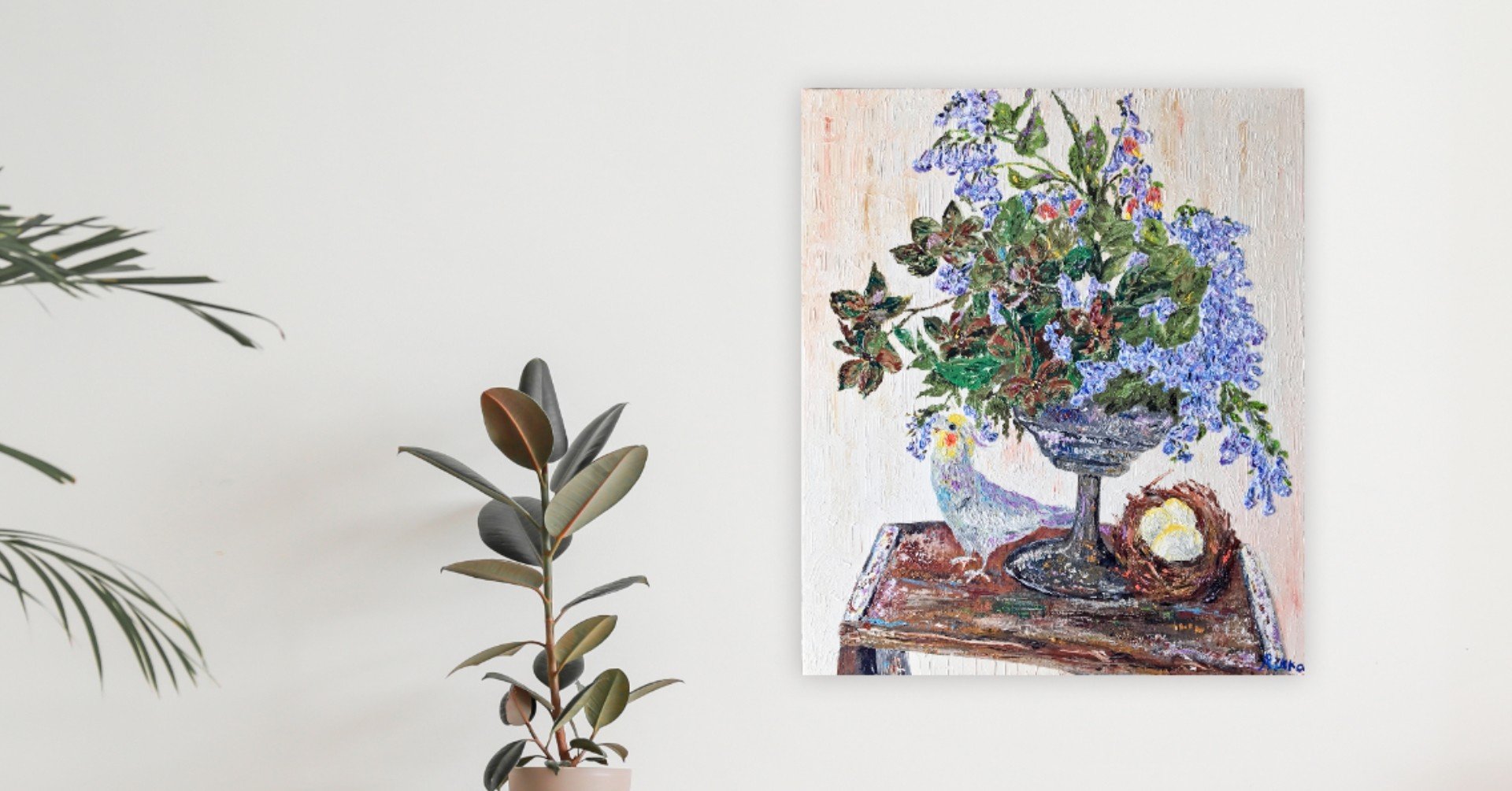 油絵「ブルーベルと小鳥」ができるまで|芸術 絵画｜雨星立夏 Rikka