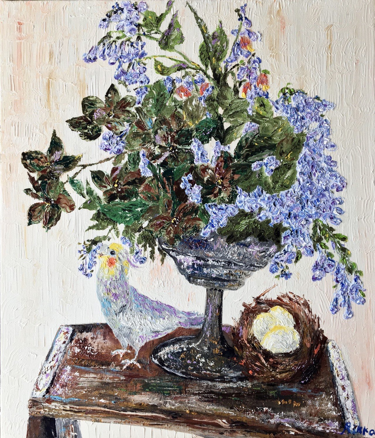 油絵「ブルーベルと小鳥」ができるまで|芸術 絵画｜雨星立夏 Rikka