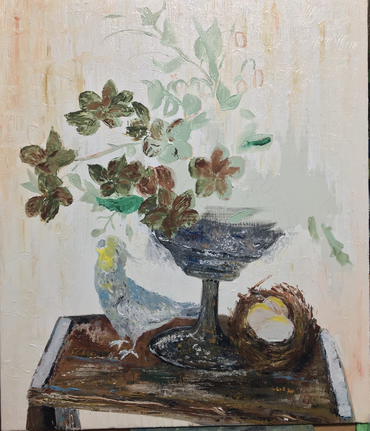 油絵「ブルーベルと小鳥」ができるまで|芸術 絵画｜雨星立夏 Rikka