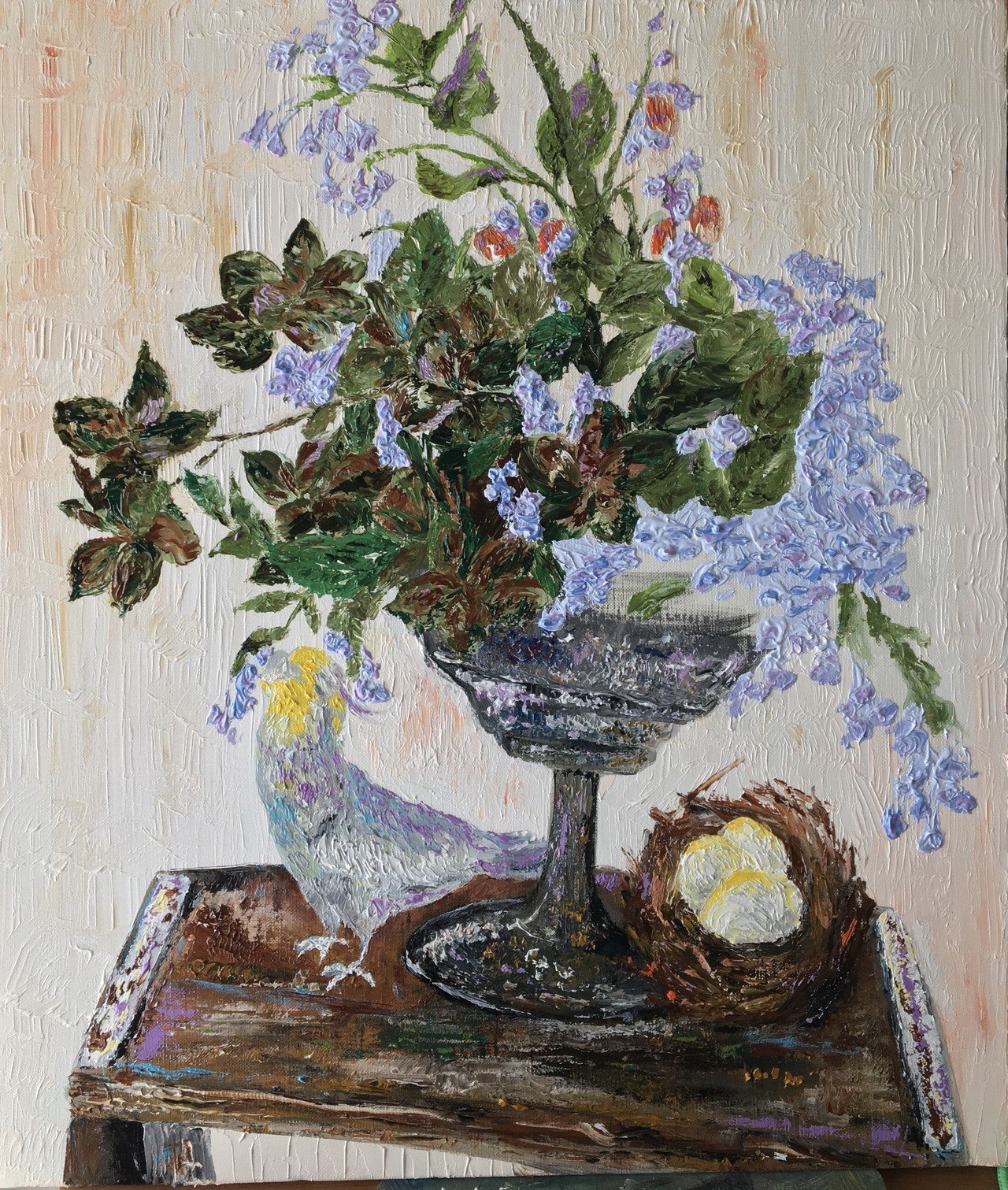 油絵「ブルーベルと小鳥」ができるまで|芸術 絵画｜雨星立夏 Rikka