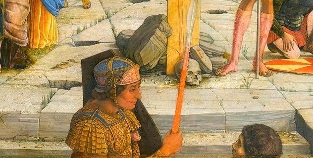 Mantegna,_Andrea_-_crucifixion_-_Louvre_from_Predella_San_Zeno_Altarpiece_Verona 　マンテーニャ　磔刑図　イエス　JESUS (6)