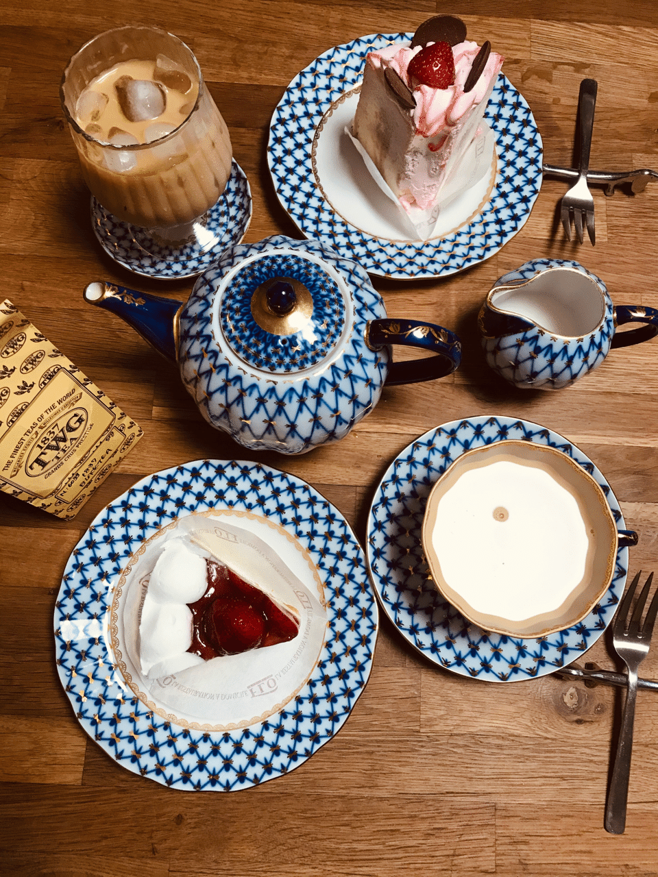 ロモノーソフコバルトネットリュシュカティーポットインペリアルポーセレン