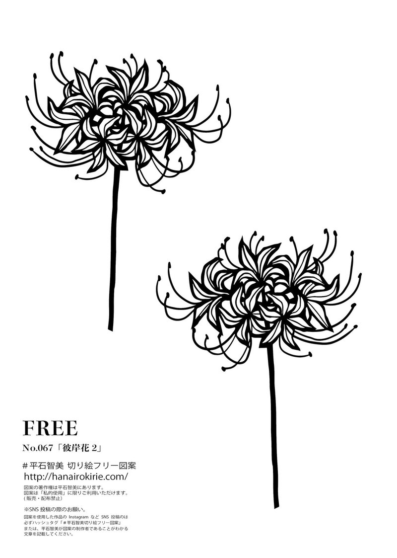 フリー図案no 067 彼岸花2 の切り絵 華色切絵 平石智美のカラー切り絵を楽しむnote Note