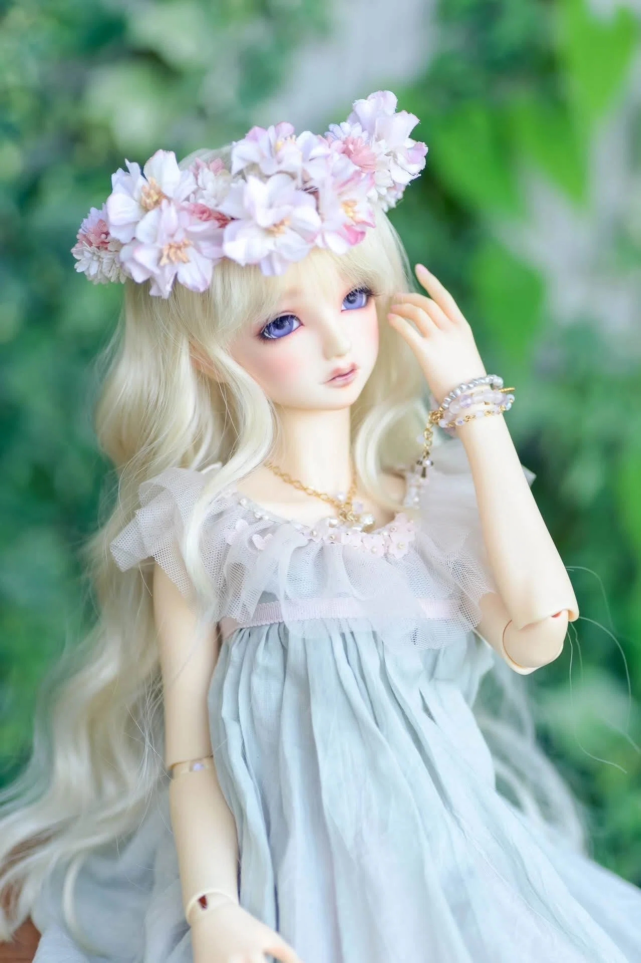 フランスアンティーク　朽ちたエクリュ色の美しい花冠（大）布花　ティアラ　ドール 人形】ドール用花冠「布花童話」の記録｜shell*