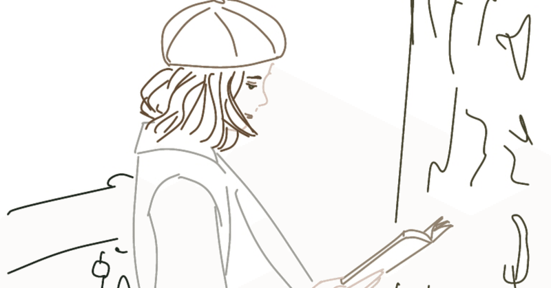 シンプルイラスト Noteヘッダー画像素材 読書する女性 Atelier Hanami Note