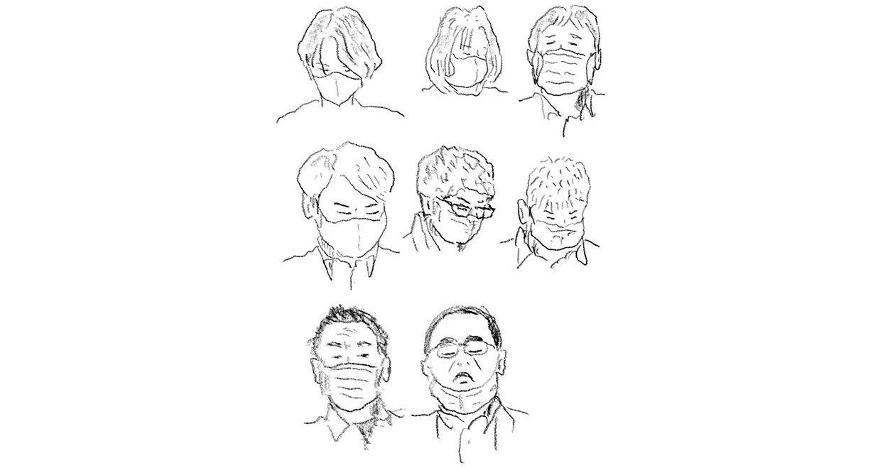 電車スケッチ、顔だけシリーズ｜Azuki