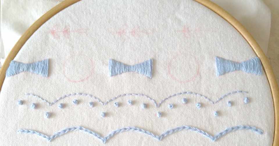 基本の刺繍ステッチ練習図案 ステップ5 サテンステッチ Apostrophe S Note