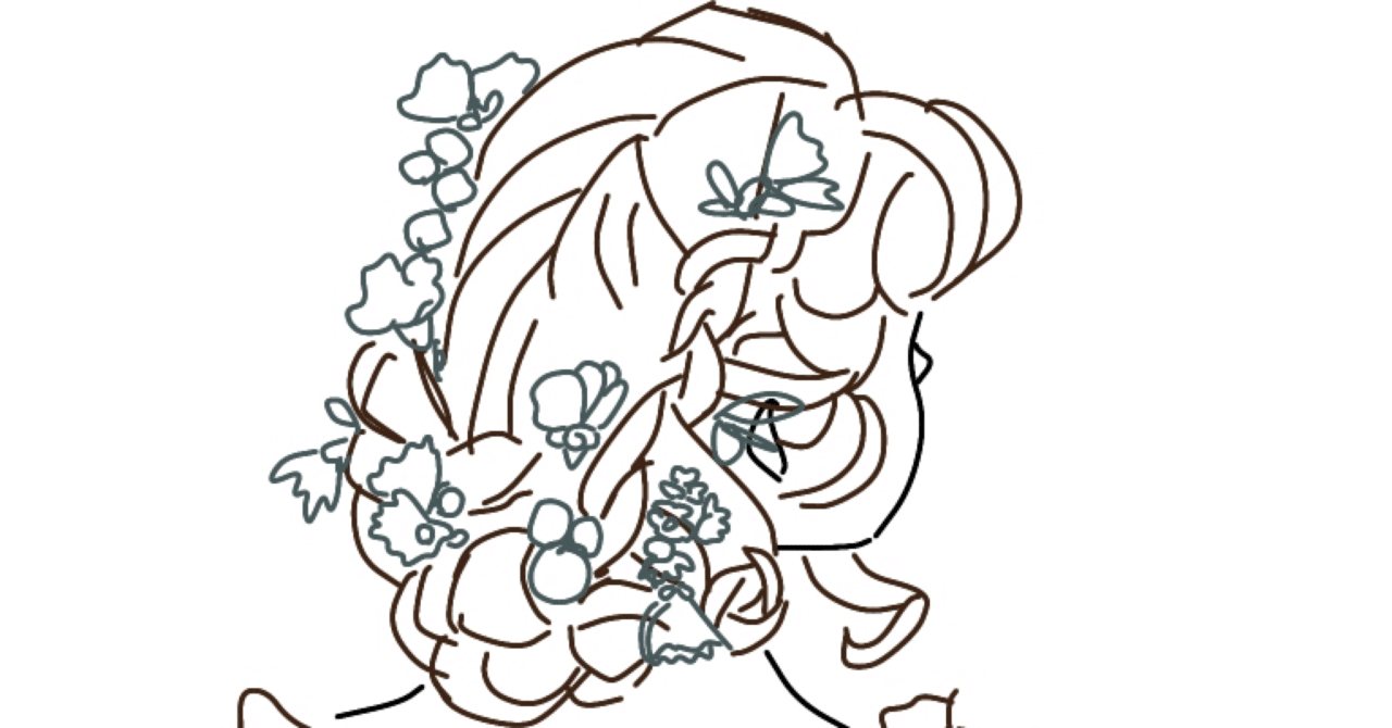 シンプルイラスト Noteヘッダー画像素材 花の髪飾り Atelier Hanami Note