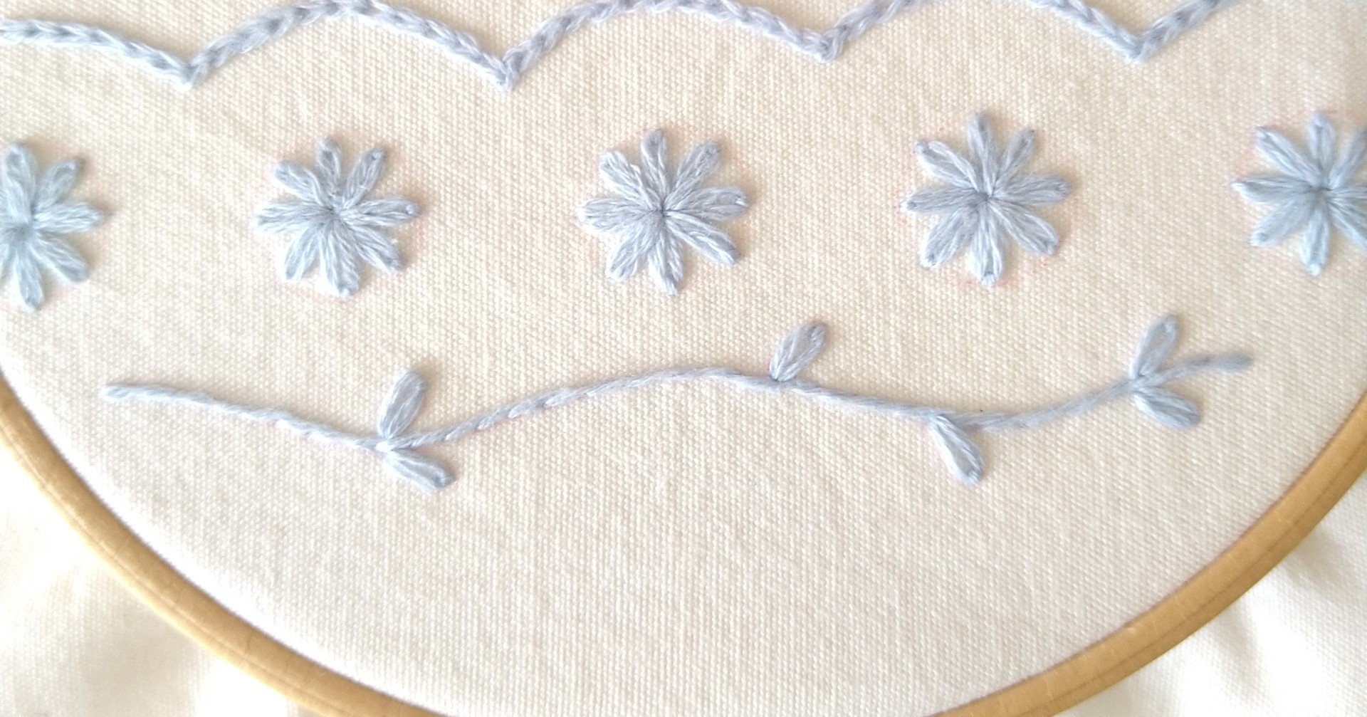 基本の刺繍ステッチ練習図案 ステップ9 仕上げ 完成 Apostrophe S 刺繍雑貨作家 Note