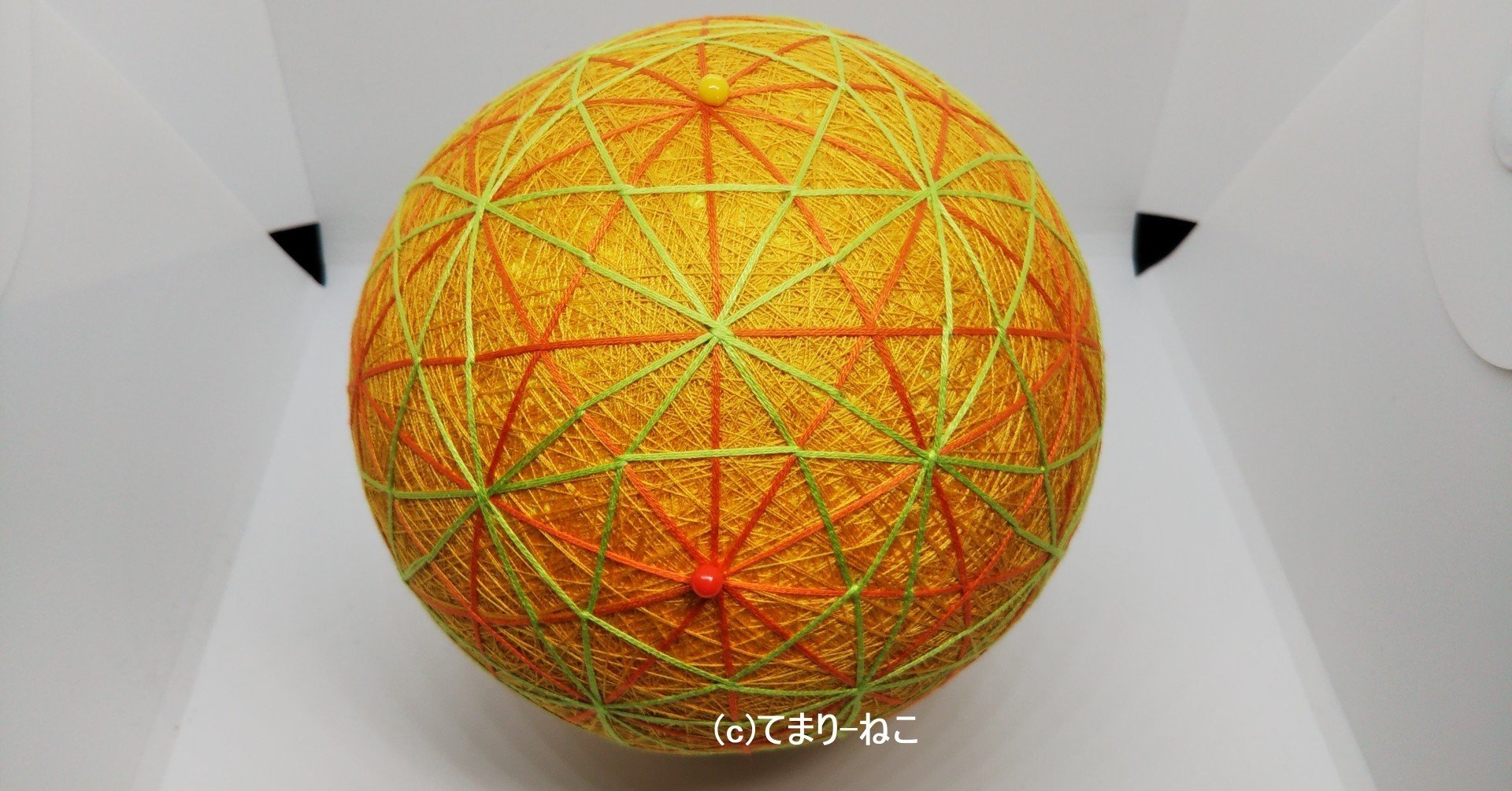 161 手まり「42面分割の補助線の入れ方」｜てまり-ねこ