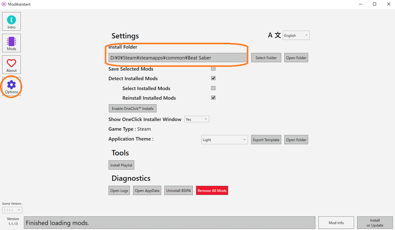 Steam版beatsaberにカスタム曲を入れる Mod導入 ぴちゅった Note