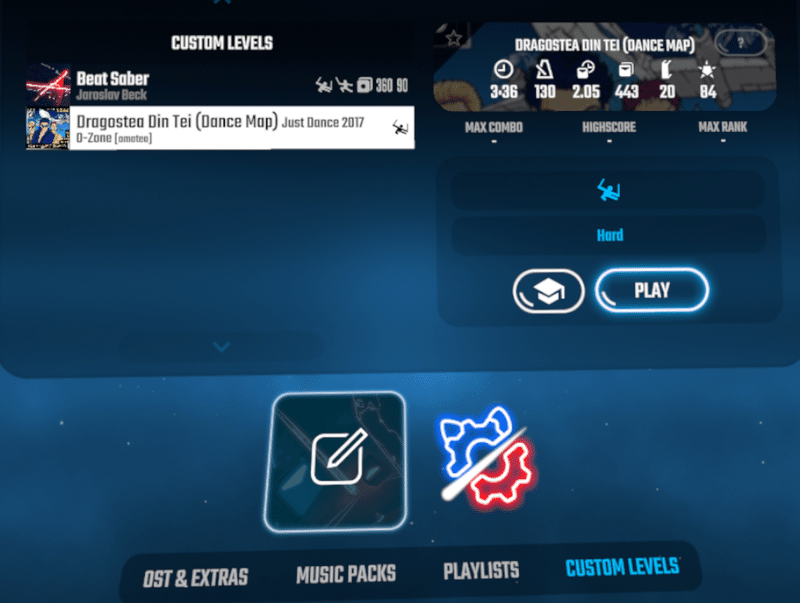 Steam版beatsaberにカスタム曲を入れる Mod導入 ぴちゅった Note