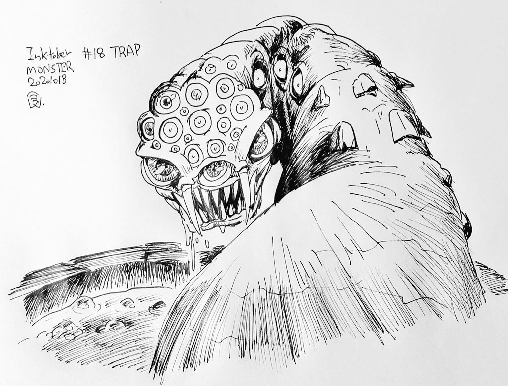 Inktober勝手にモンスター図鑑 18 Trap ｓａｎｍａｔａ Note