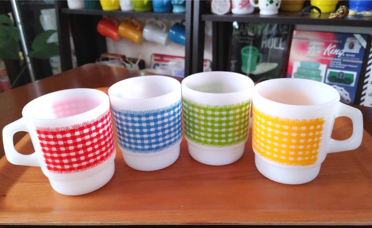 Fire-King ファイヤーキング ギンガムチェック キャニスター3色セット Fire-King ファイヤーキング ギンガムチェック キャニスター3色セット