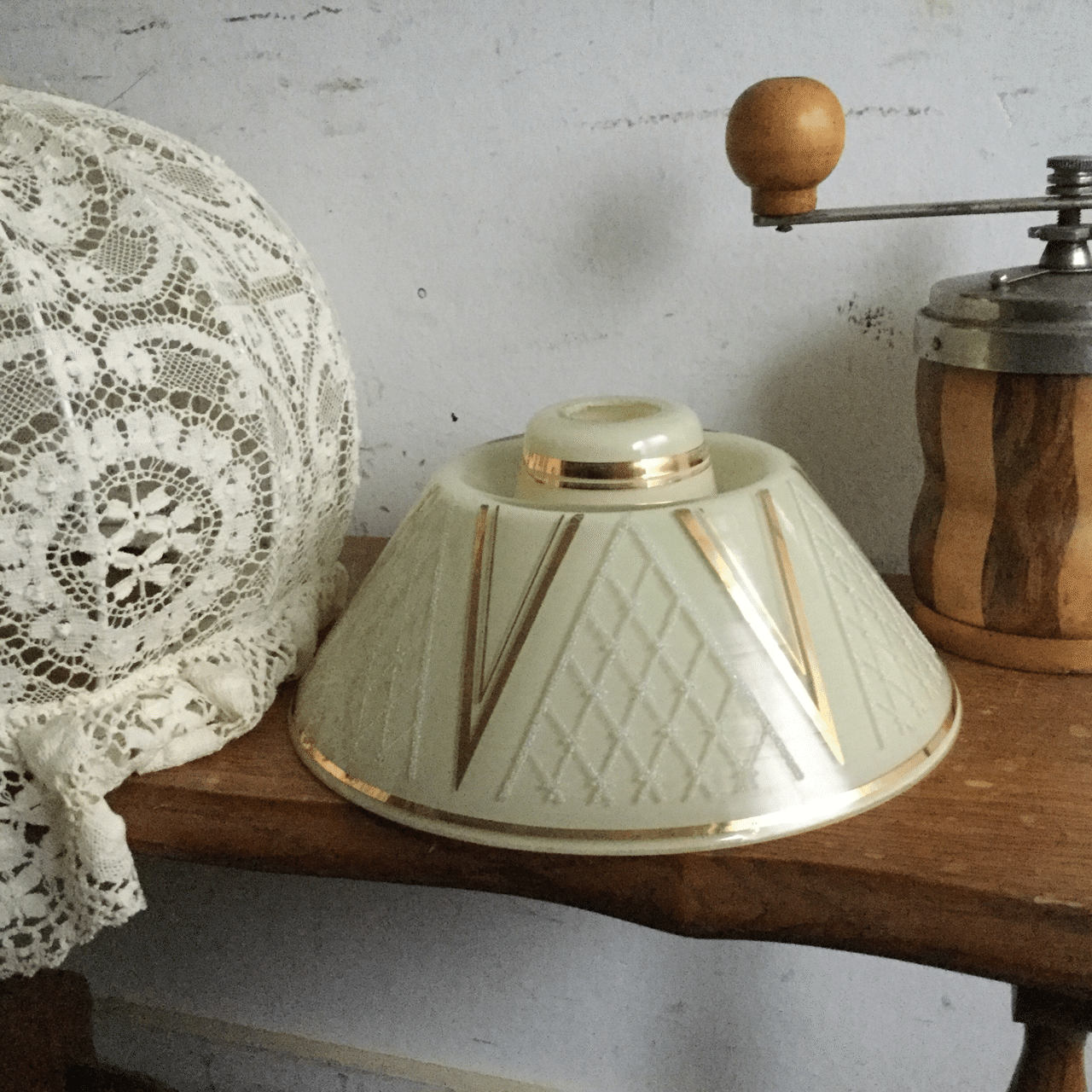 アンティークランプ フランス レース シェードのみ E1138 フランス