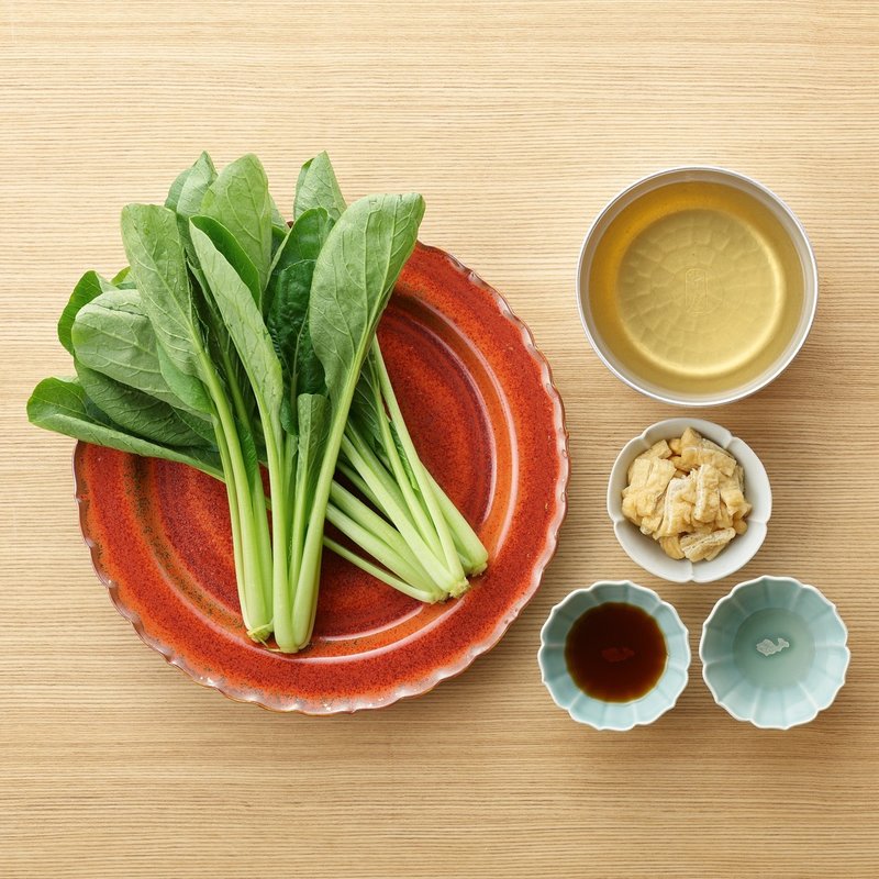 浅田の朝食 小松菜を出汁にひたす 料亭浅田 Note