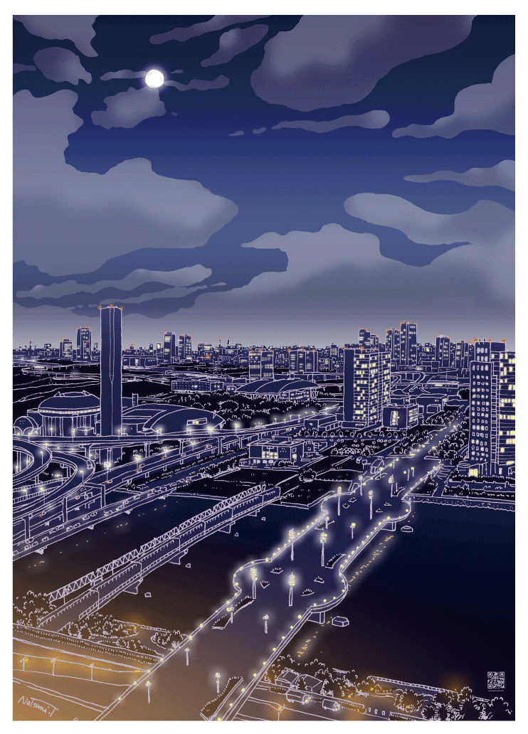 都心の夜景と月明かりを贈る 月夜の袋 Ft イラストレーター 土田 菜摘さん みんなのご祝画袋 02 かみひとえ 水引デザイナー Note