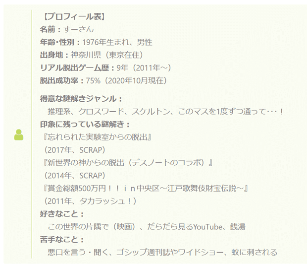 自己紹介 謎解き リアル脱出ゲーム好き すーさん リアル型脱出ゲーム 攻略レビュー Note