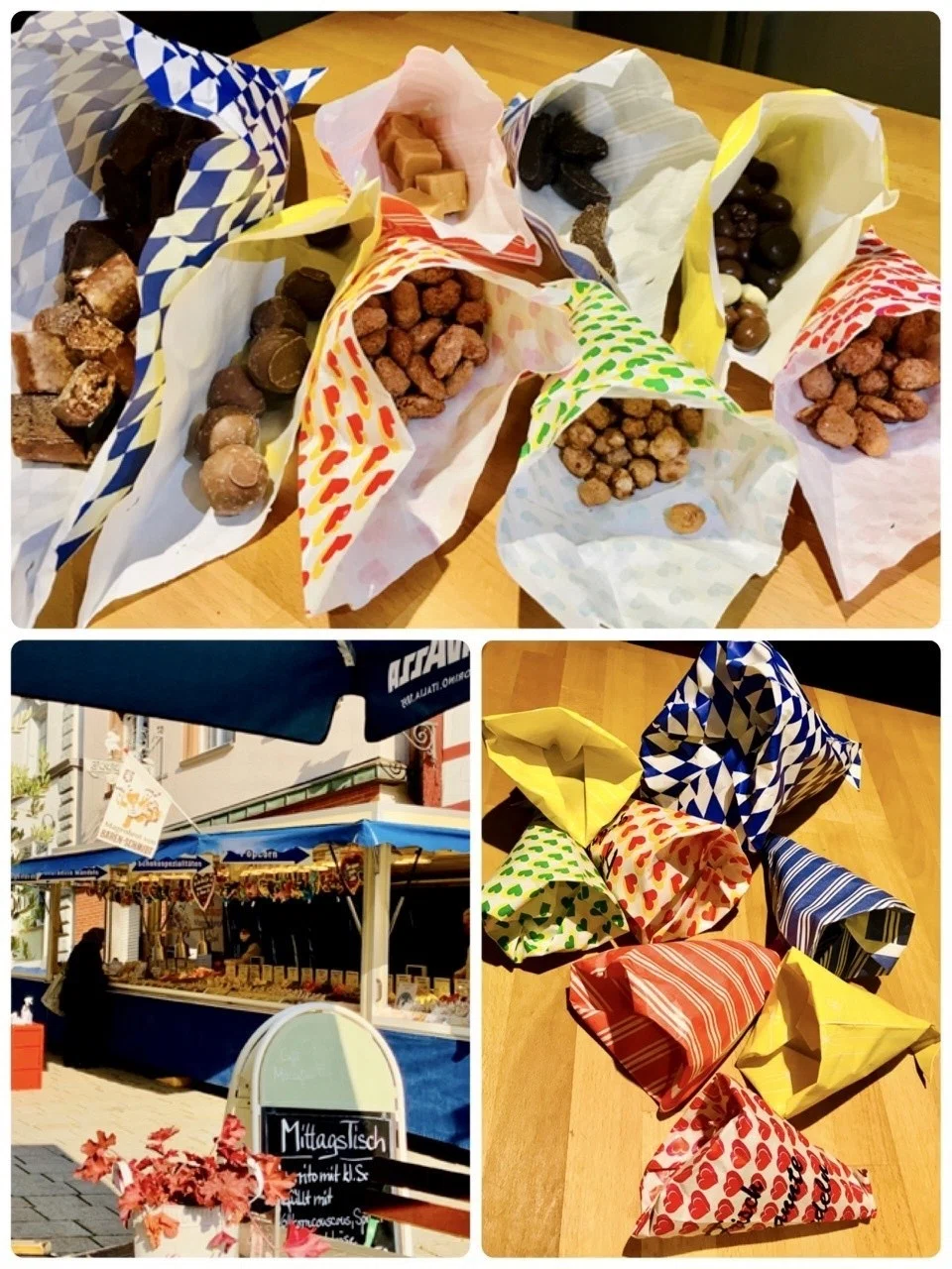 出張から帰った夫が お菓子を買って帰って来てくれた 街中にお店 写真左下 が出ていたんだそう チョコでコーティングされたナッツとか 砂糖を絡めたアーモンド キャラメルとかシナモン味のお菓子とかが量り売り 北川 萌子 Note