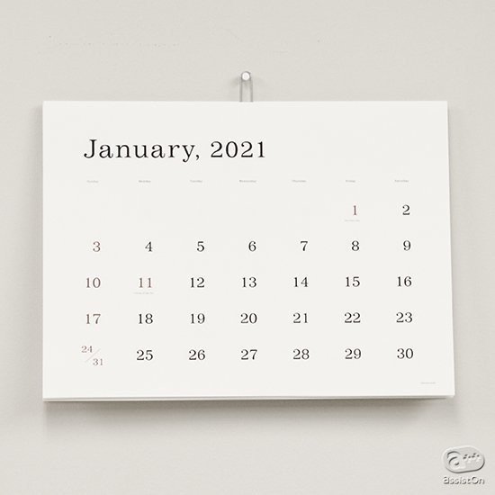 はっきりと日付が見やすい 葛西薫デザインのカレンダー21年版 Assiston Note