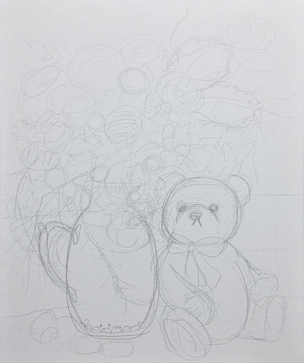 油絵「銀色テディと冬の花」ができるまで｜芸術 絵画｜雨星立夏 Rikka