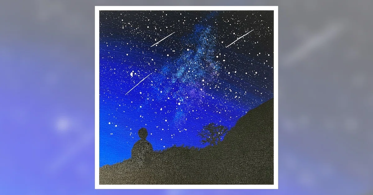 アクリル絵の具を使用した「星空を見る少年」の描き方 / 初心者が簡単 