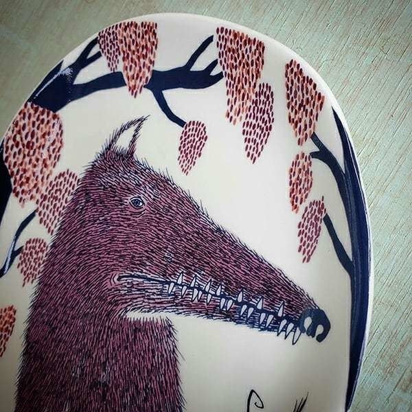 moritaMiW】小皿／「森の入り口の狼」｜森田MiW