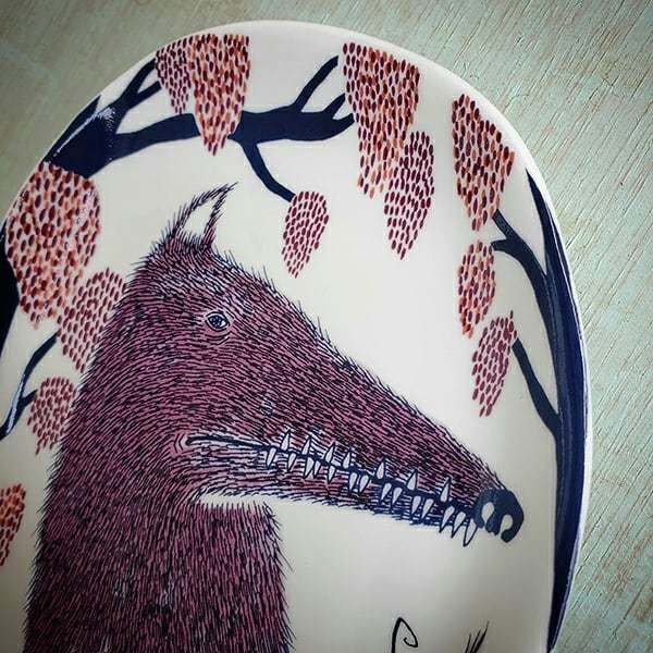 moritaMiW】小皿／「森の入り口の狼」｜森田MiW