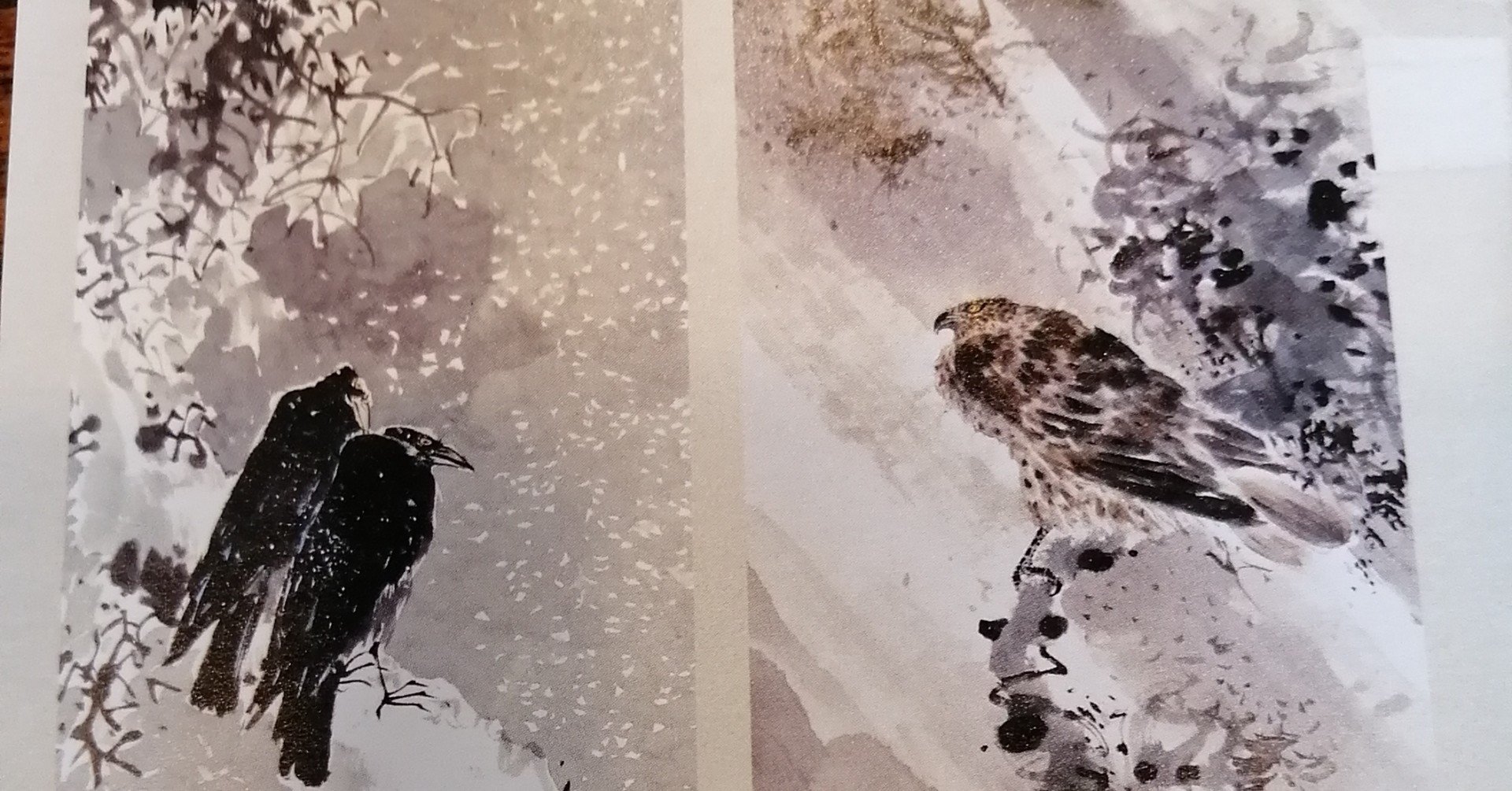 【真作】掛軸　無落款　雪中寒鴉図　静寂に佇む黒鳥　冬の情景　R67 真作】掛軸 無落款 雪中寒鴉図 静寂に佇む黒鳥 冬の情景 R67 - メルカリ