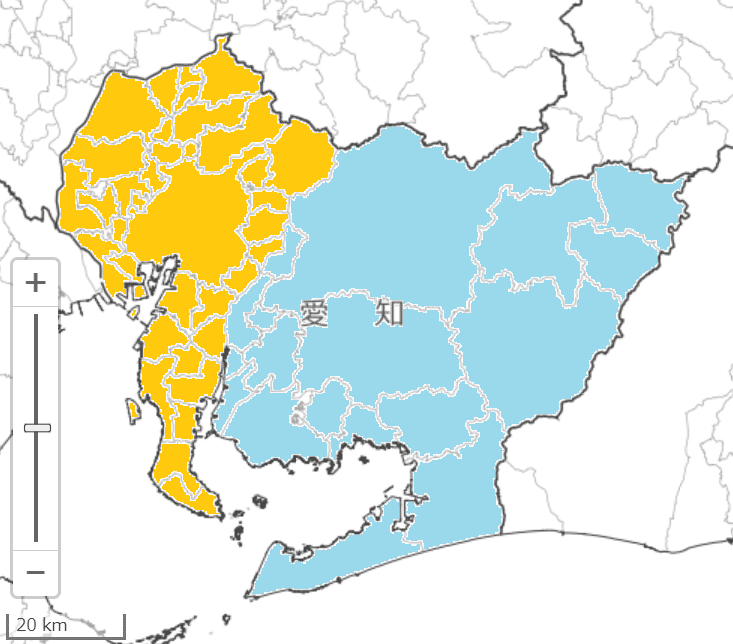 愛知県地図（尾張三河）