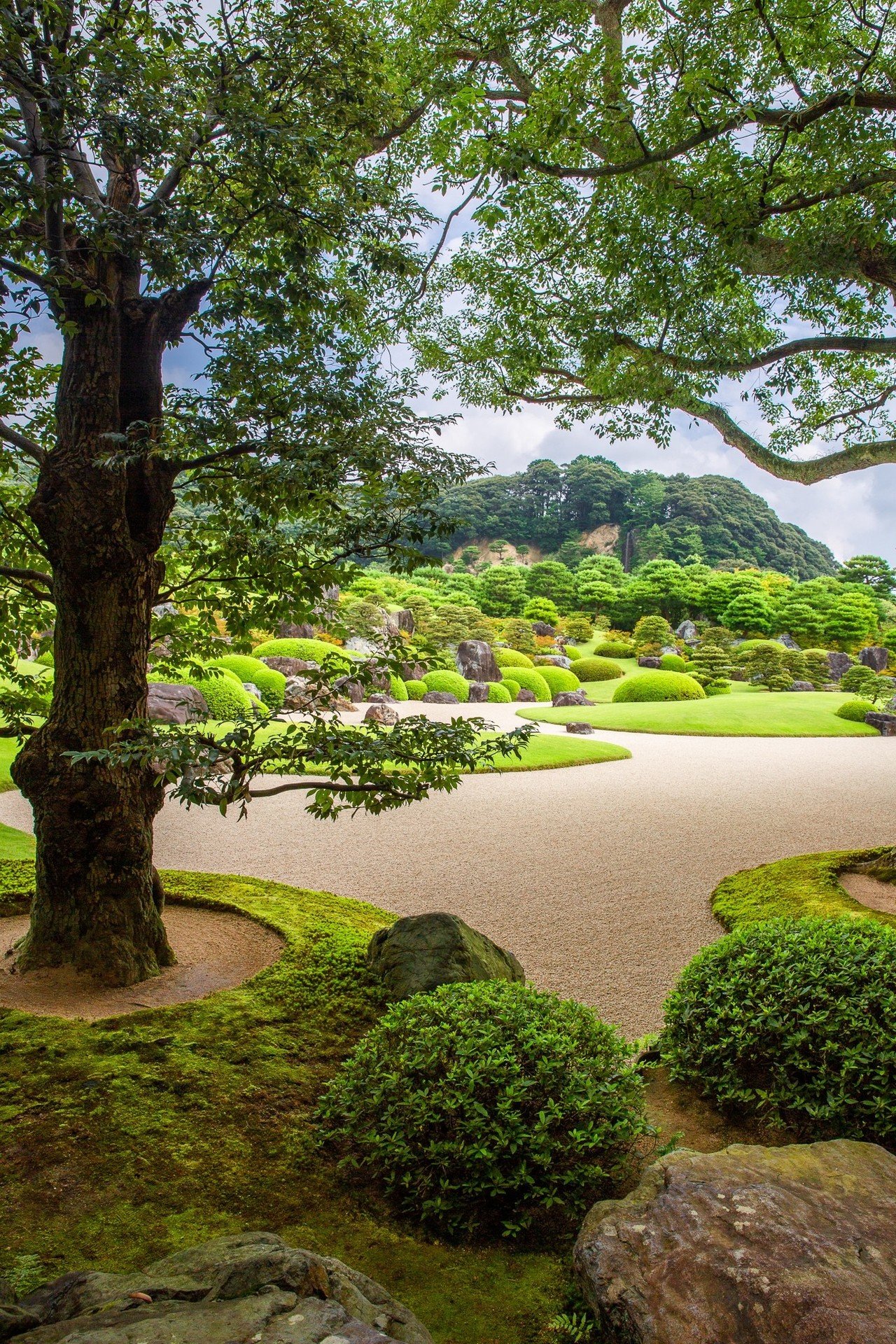 アートポスター：８２飛び石とアガパンサスのある庭園 日本一の庭園「足立美術館の庭」｜Zenpaku
