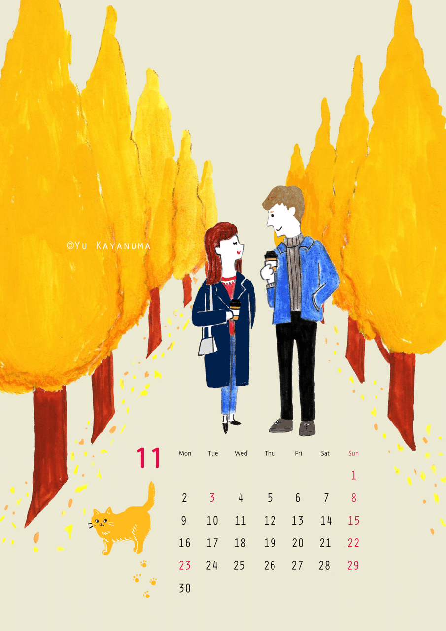 Yukayanumaイラストカレンダー 11 かやぬまゆう イラストレーター Note