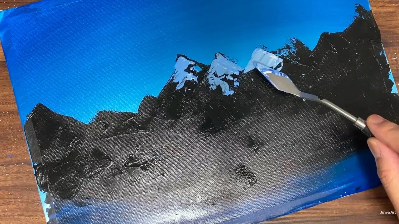 アクリル絵の具を使用した「ヒマラヤ山脈の夜明け」の描き方 / 初心者