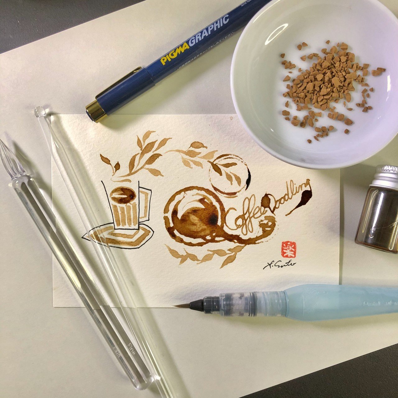 インスタントコーヒーで描く［技］｜サトウヒロシ