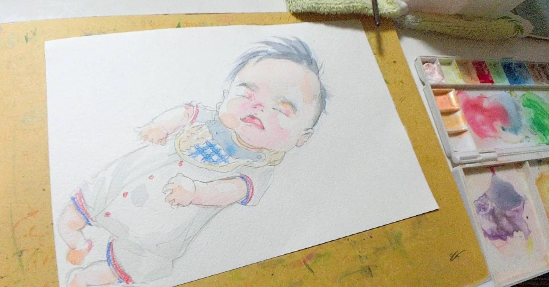 水彩えのぐ中級 赤ちゃんの肌と髪の毛を塗る つくえゆき らくがき講師 Note