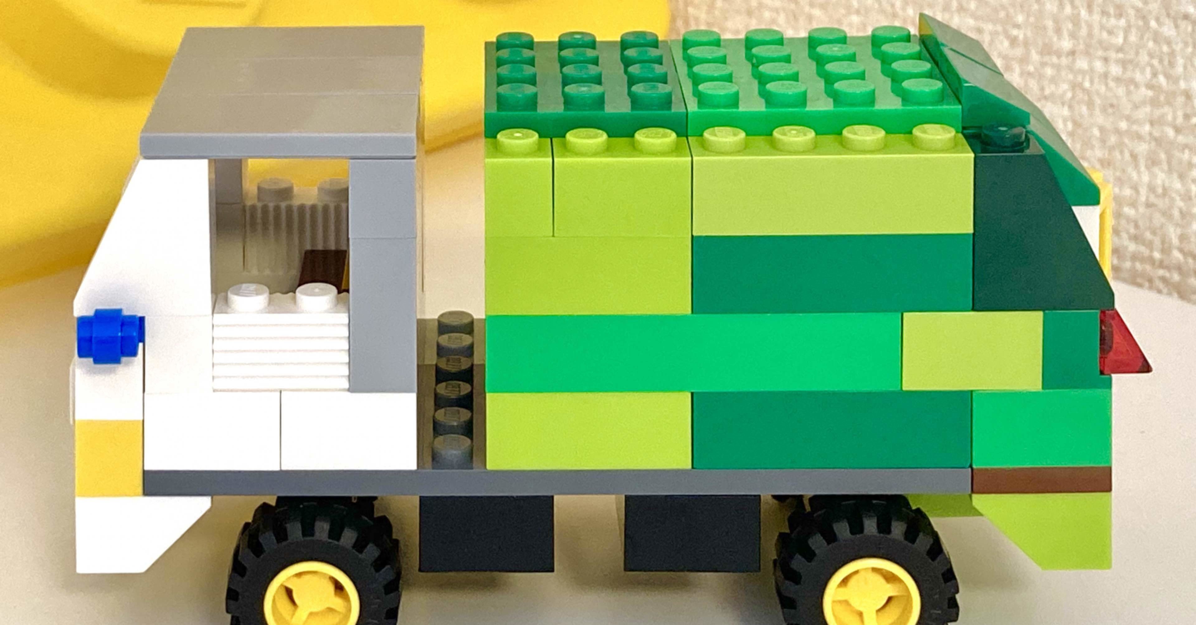 レゴ作り方1 黄色のアイデアボックス だけで作る みどりのゴミ収集車 あんり Note