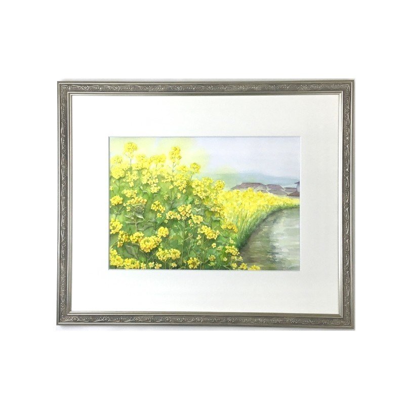 絵画レンタル002「春満つる道」〜菜の花の咲く道｜あかり花鳥風月＠花