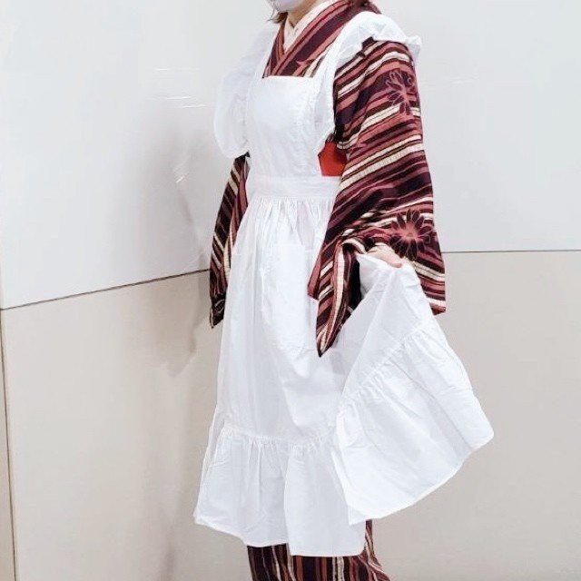ハロウィン和装 大正時代の 女給さん 着物に白いフリルエプロン 着付けご依頼いただきました 川端タカミ いちごの花 Note ハロウィン和装 大正時代の 女給さん 着物に白いフリルエプロン 着付けご依頼いただきました 川端タカミ いちごの花 Note