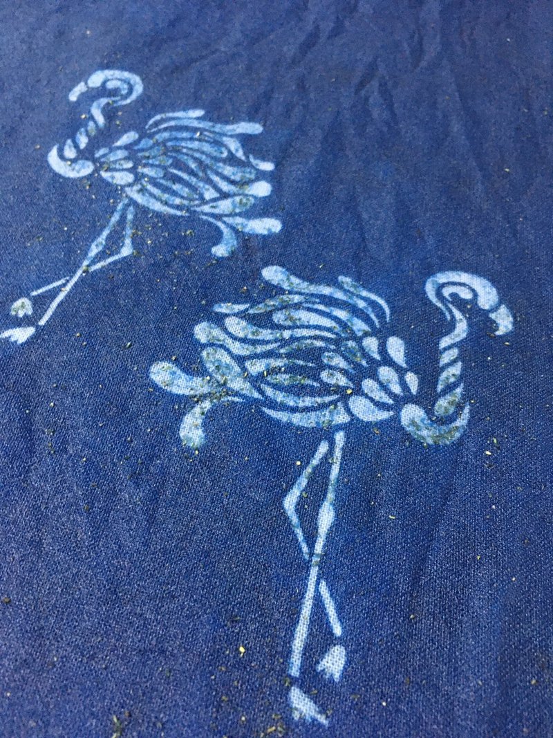 型染めでフラミンゴ手ぬぐい Kofucobo Note