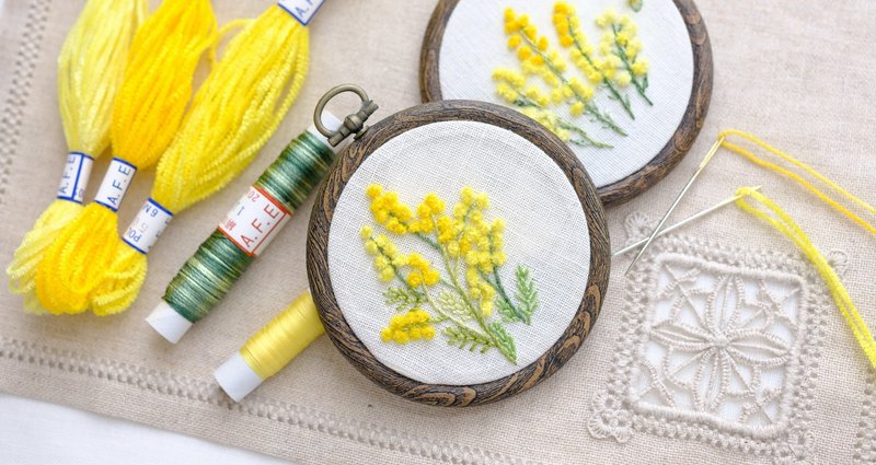 A F Eモール糸で作るミモザの花刺繍の解説 Art Fiber Endo Note