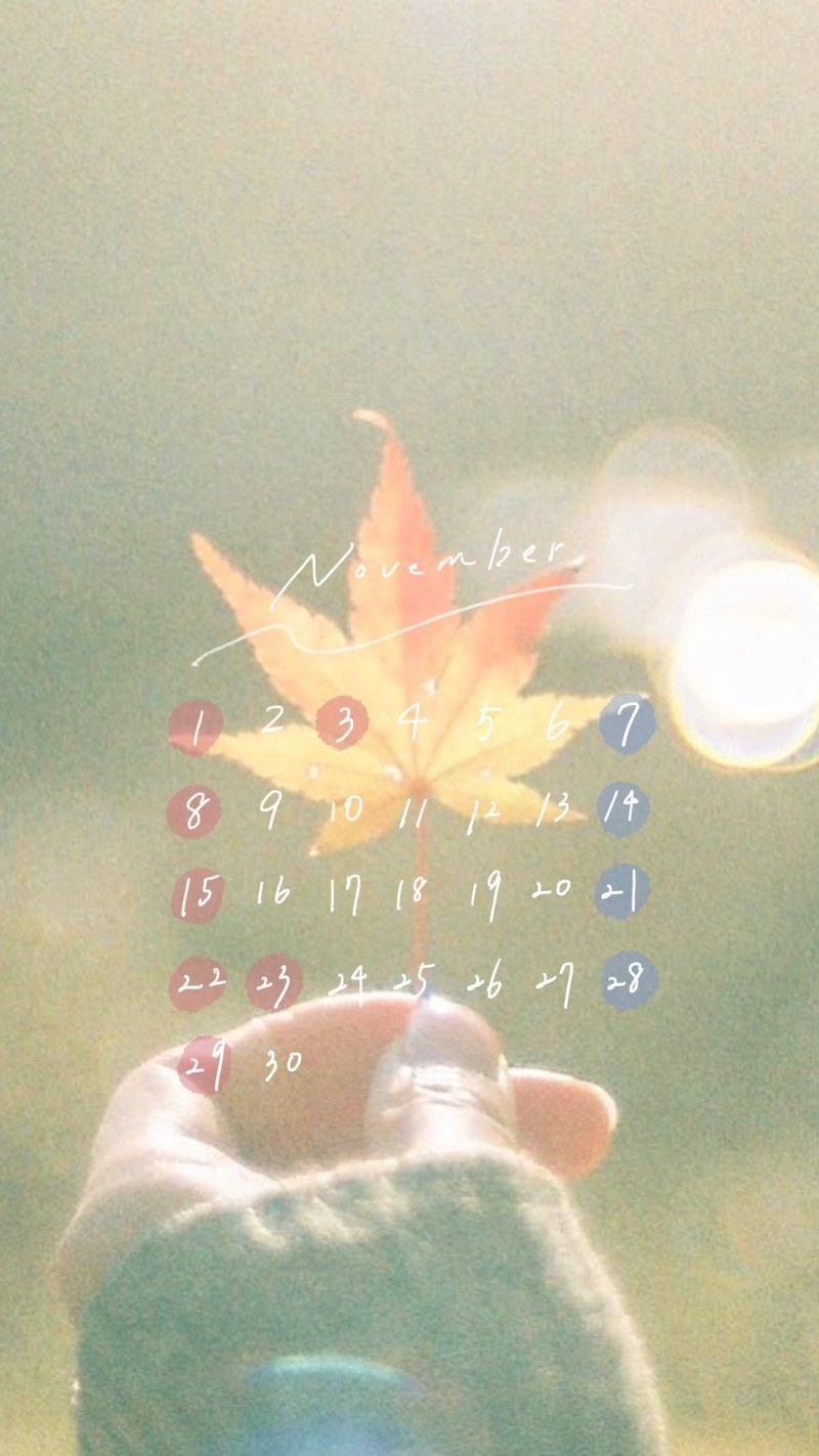 年11月 ロック画面カレンダー配布します もなみん Note