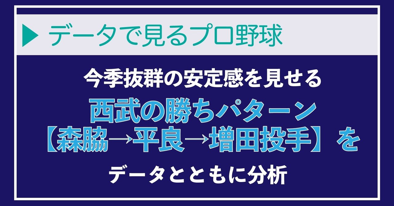 今季抜群の安定感を見せる西武の勝ちパターン 森脇 平良 増田投手 をデータとともに分析 Tsuruki 勝手にプロ野球ライター Note