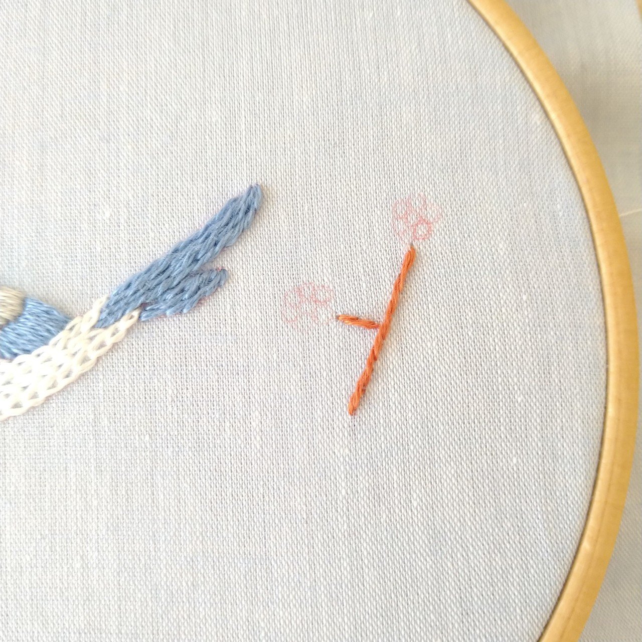 オナガの刺繍図案* ステップ6 〜オナガの刺繍仕上げ オナガの刺繍図案* ステップ6 〜オナガの刺繍仕上げ