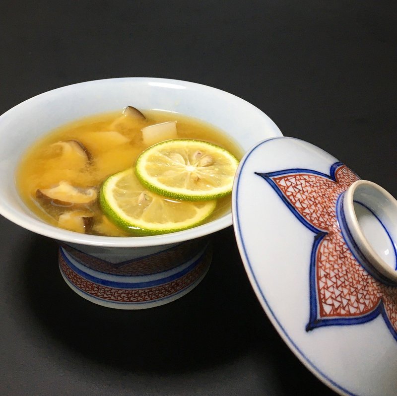 2.里芋と椎茸とかぼすのお味噌汁
