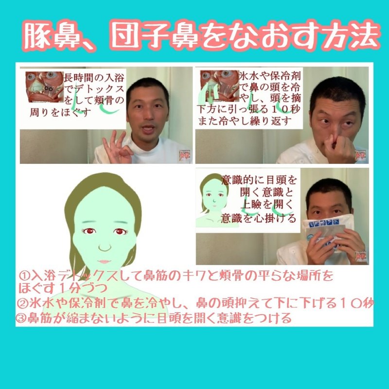 豚鼻 団子鼻をなおす方法 自分で鼻筋を整える方法 お顔の整体師 戸塚哲春 Note