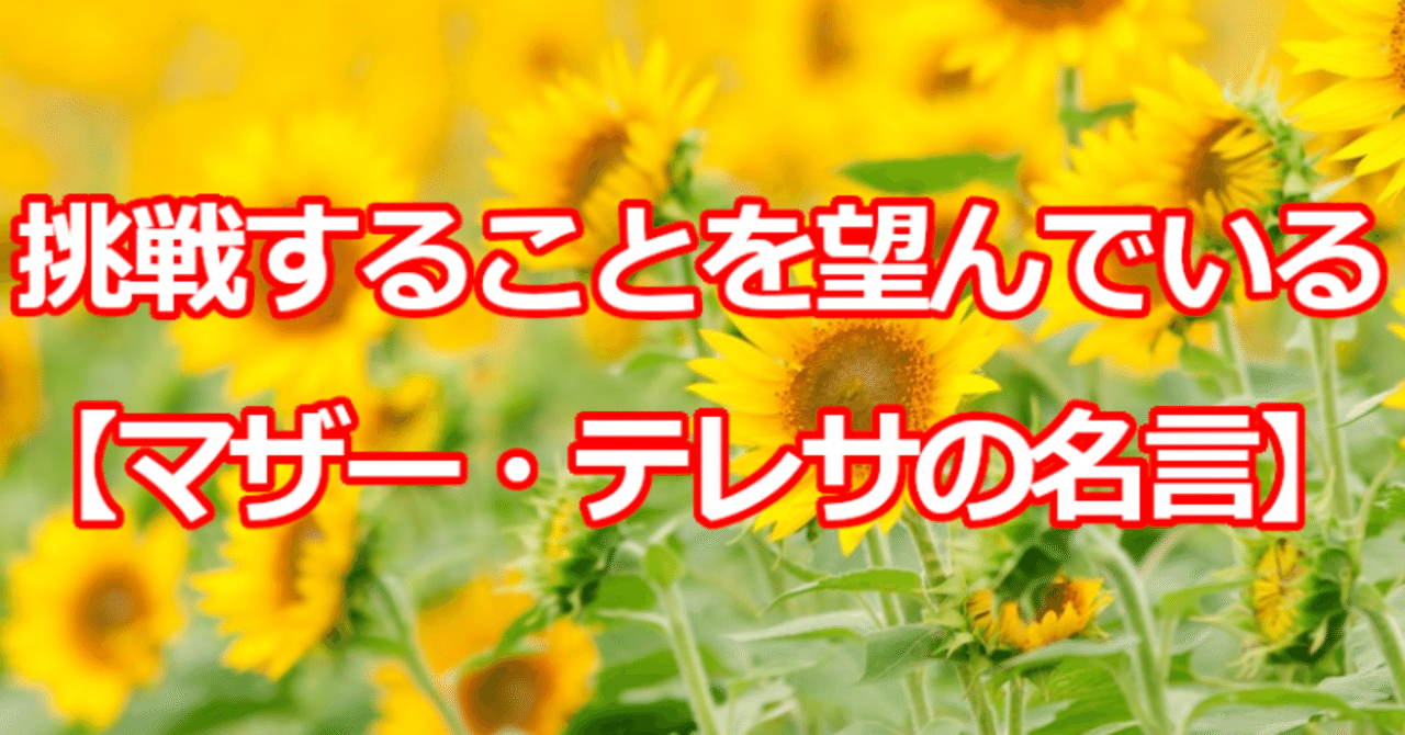 挑戦することを望んでいる マザー テレサの名言 関野泰宏 Note